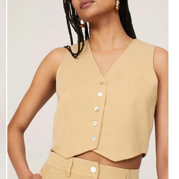 DONNI. Jackets & Blazers - DONNI. Sand Twill Crop Vest